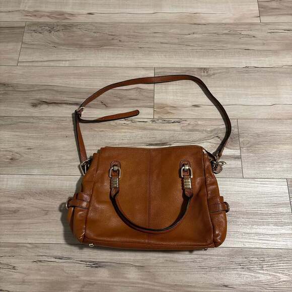 Kattee Handbags - Kattee Women's Genuine Pebbled Leather Satchel Shoulder Bag Purse Brown